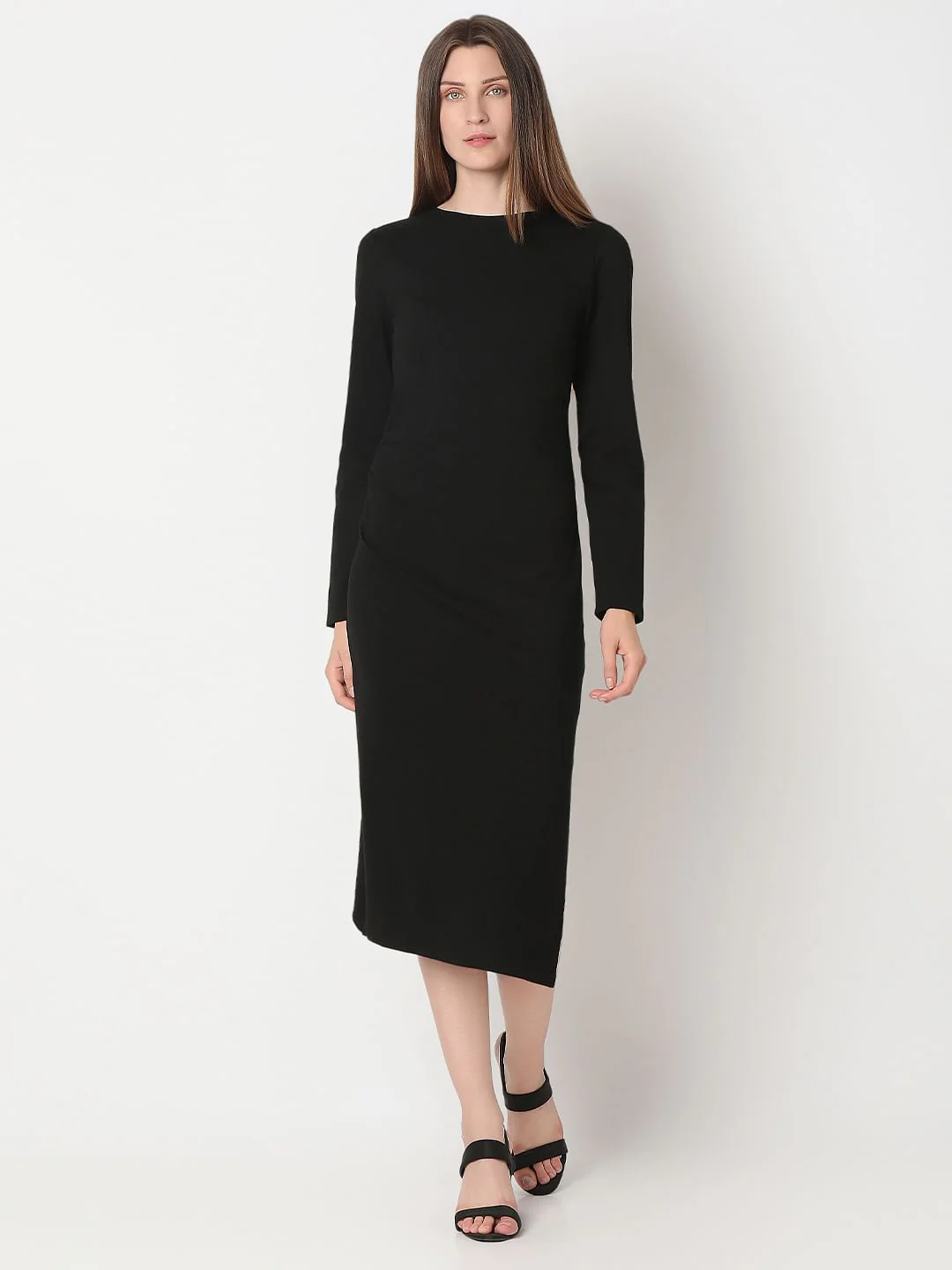 Black Knitted Midi Dress - Image 2