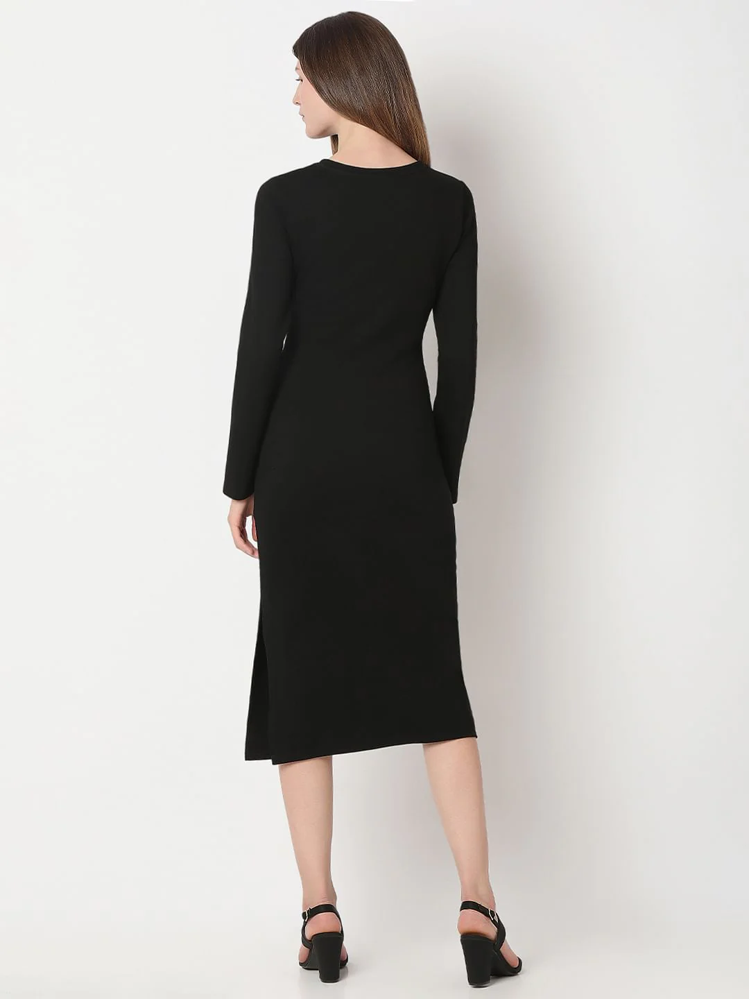 Black Knitted Midi Dress - Image 4