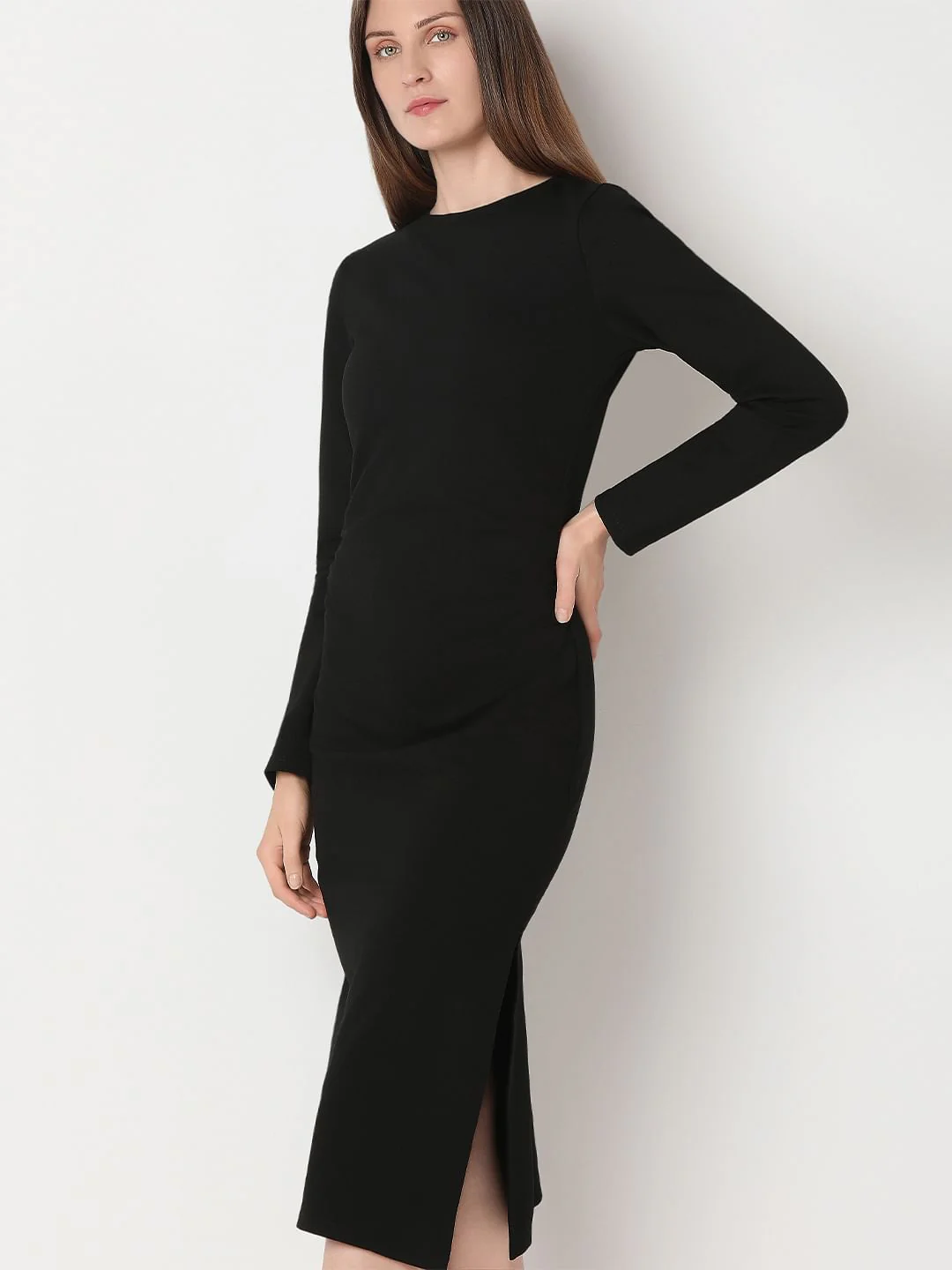 Black Knitted Midi Dress - Image 5