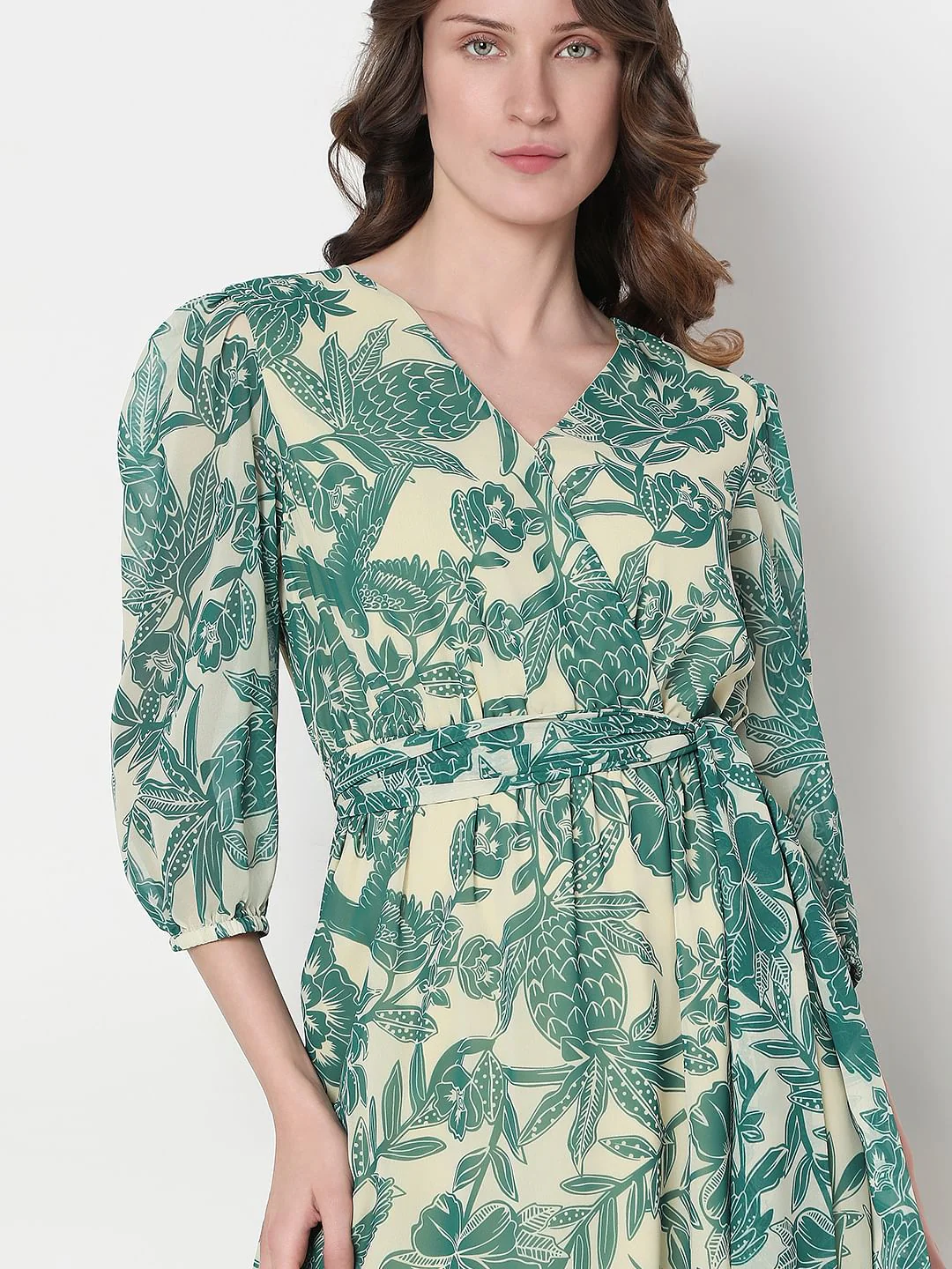 Green Printed Fit & Flare Dress - Image 5