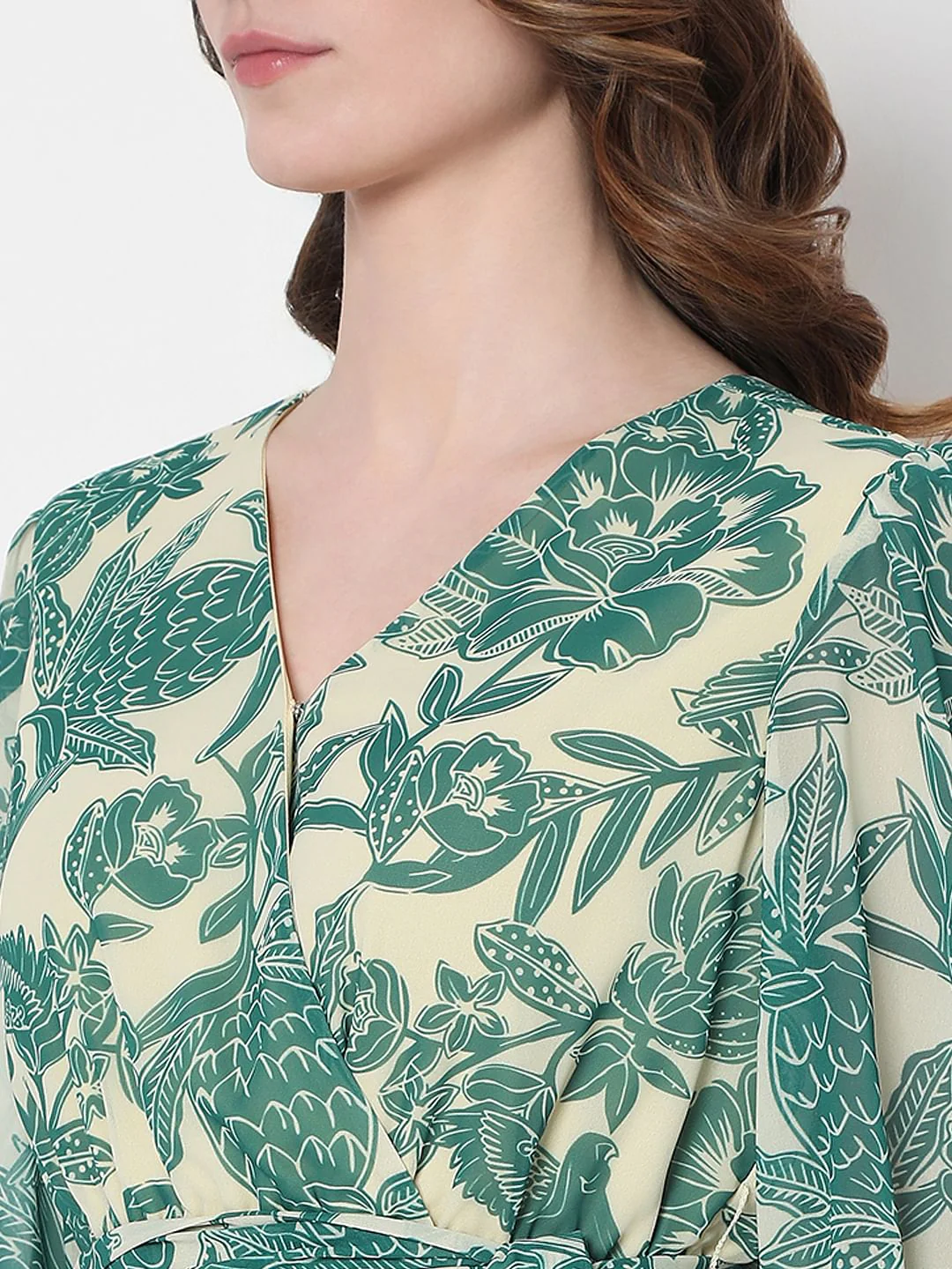 Green Printed Fit & Flare Dress - Image 6