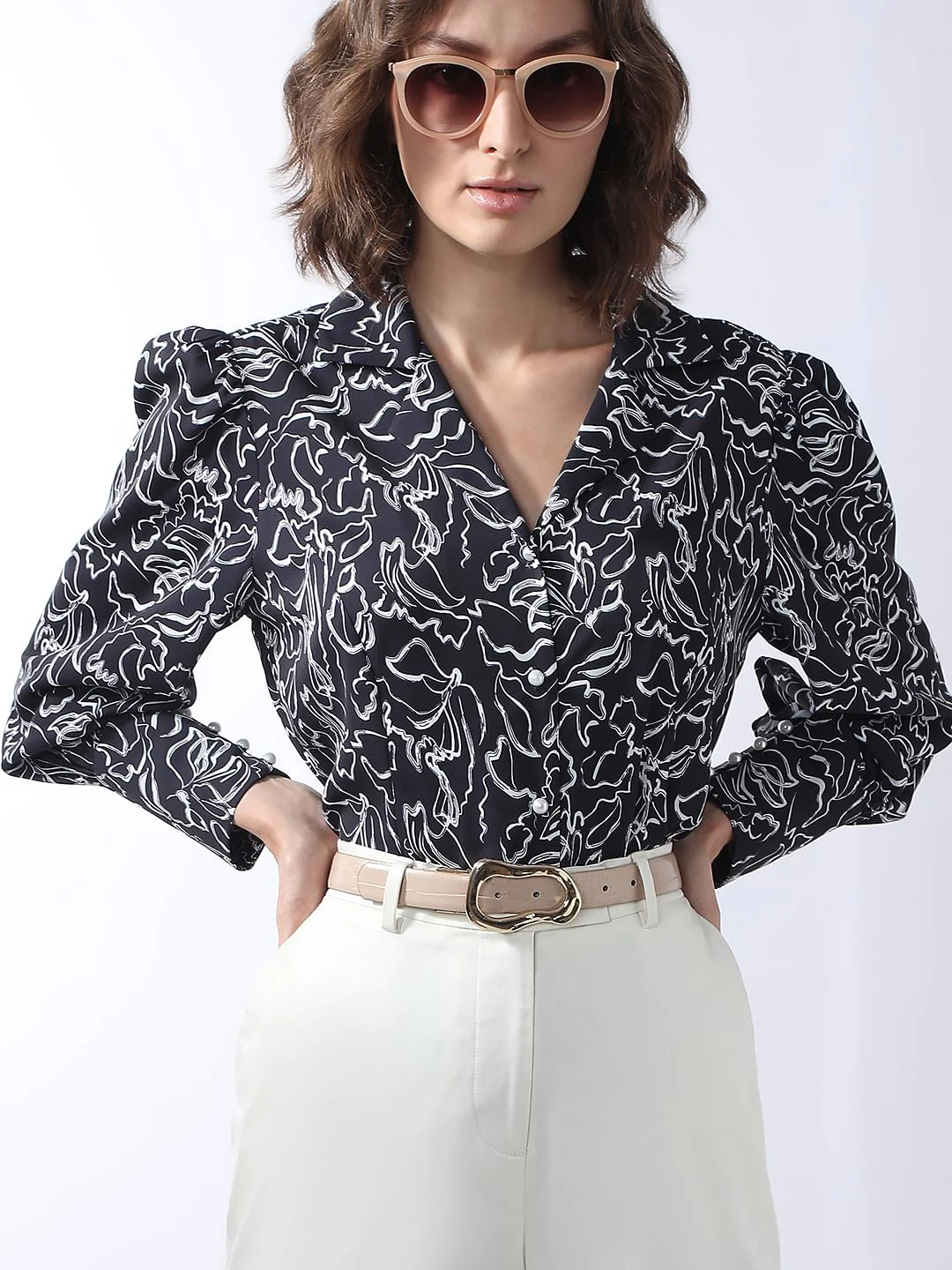 Black Abstract Print Shirt
