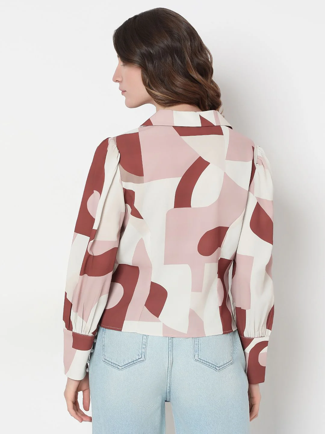 White Geometric Print Shirt - Image 4