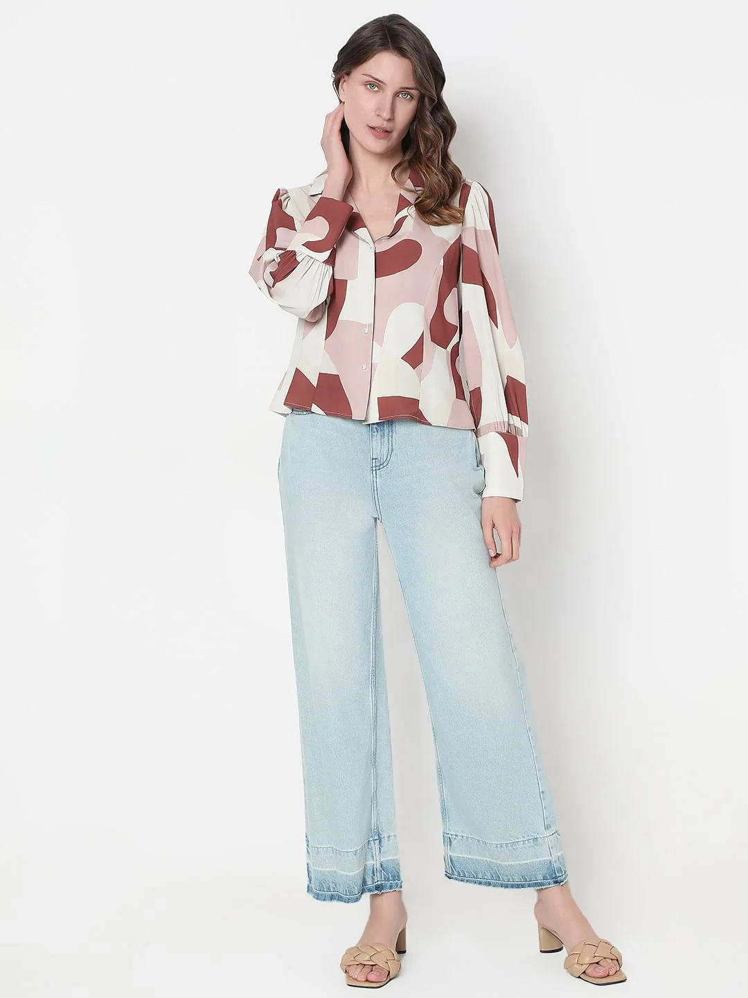 White Geometric Print Shirt - Image 5