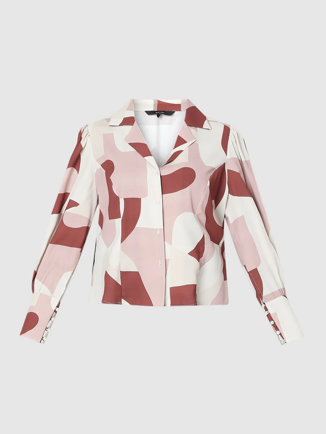 White Geometric Print Shirt - Image 7