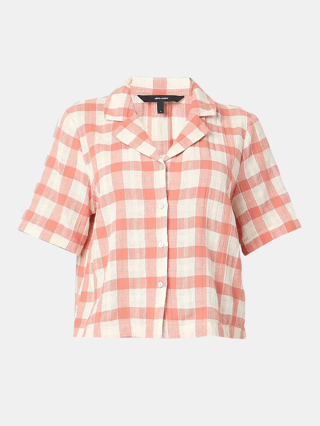 Coral Check Cotton Shirt - Image 7