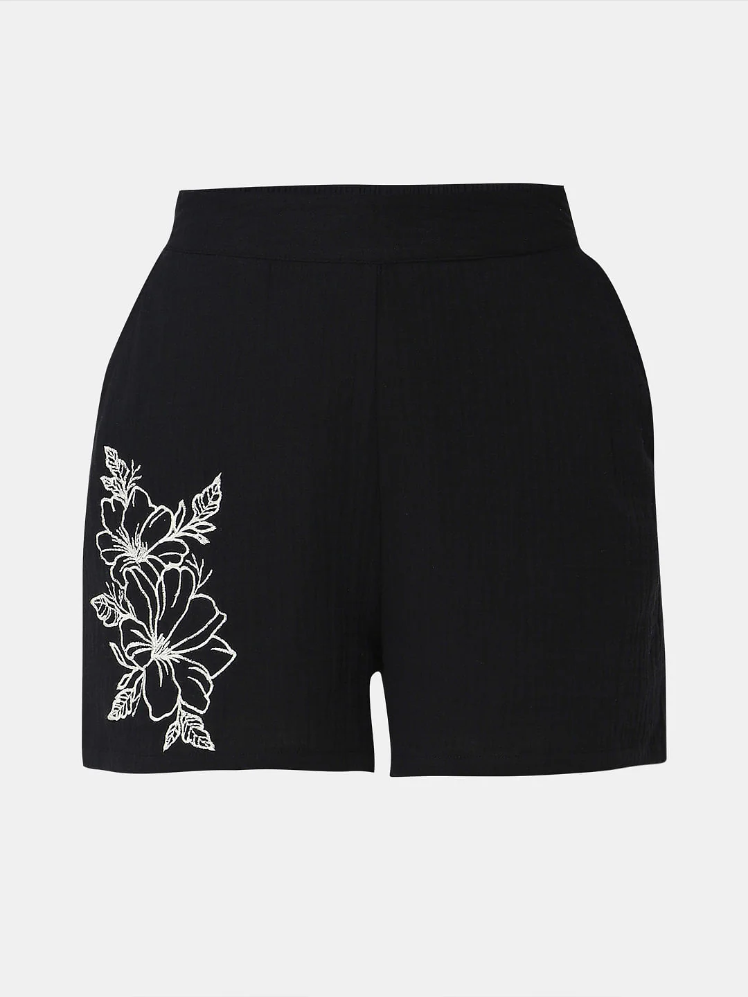 Black Embroidered Co-Ord Set Shorts - Image 7