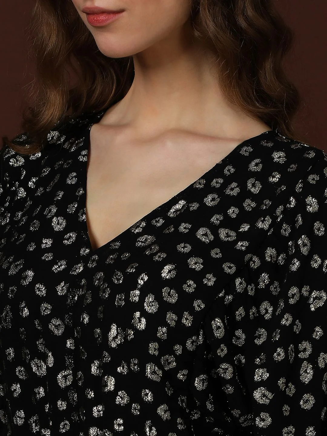 Black Metallic Lurex Midi Dress - Image 6