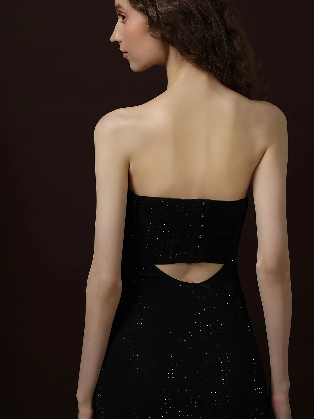 Black Shimmer Off-Shoulder Maxi Dress - Image 5