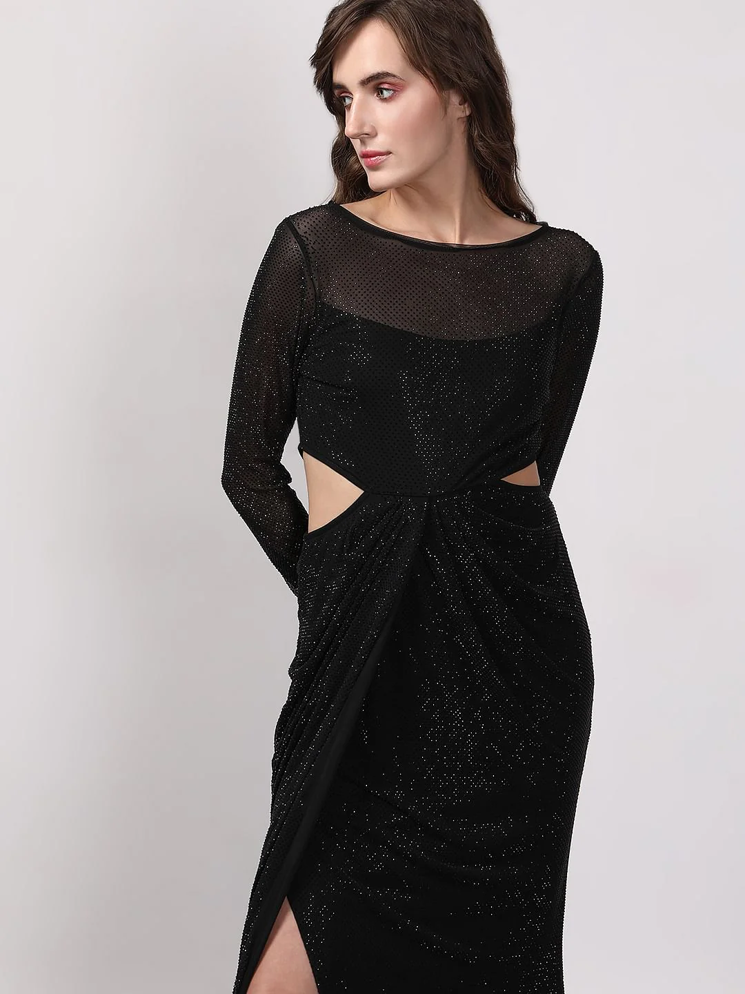 Black Diamante Maxi Dress - Image 5