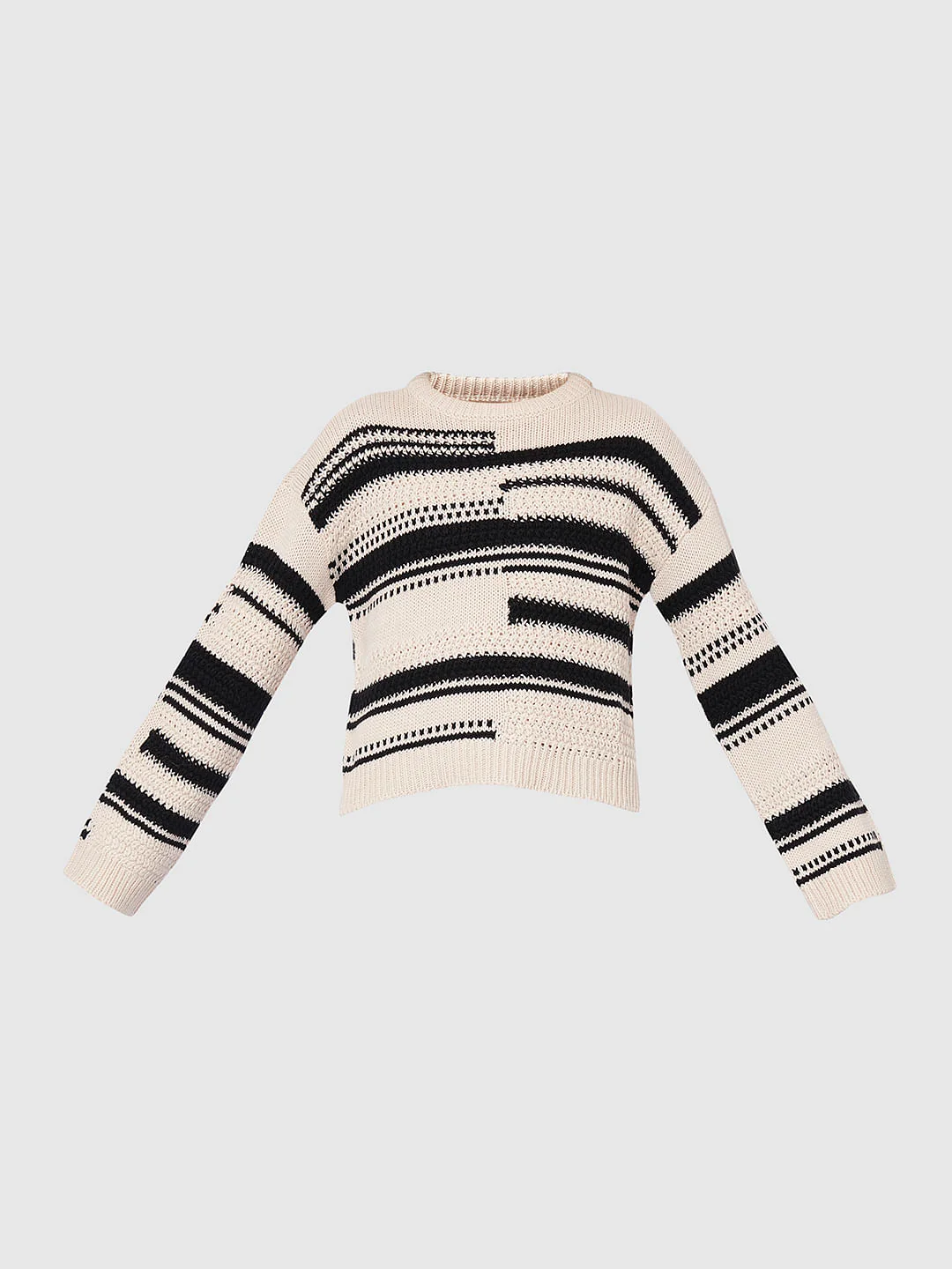 Girls Beige Knit Pullover - Image 6