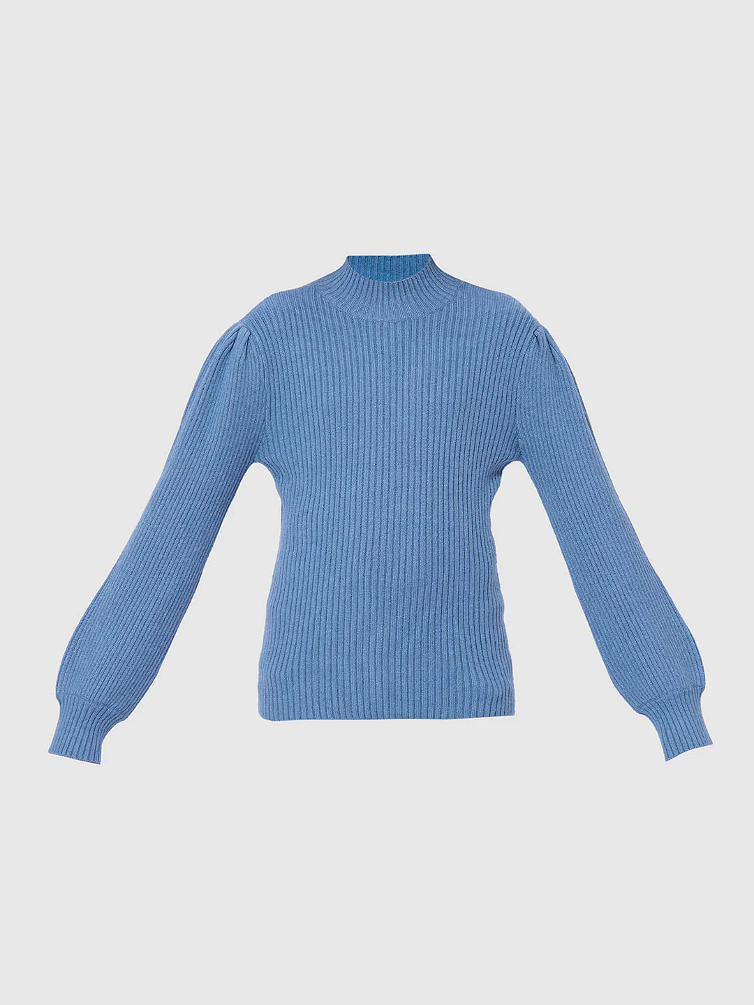 Girls Blue High Neck Pullover - Image 6
