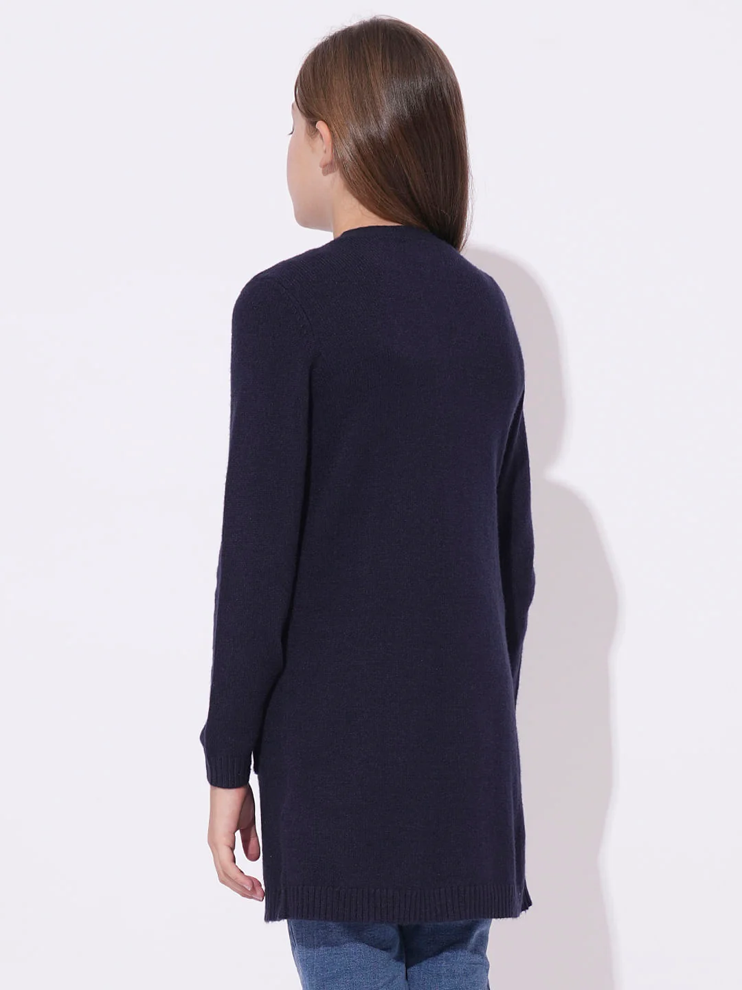 Girls Dark Blue Long Cardigan - Image 3