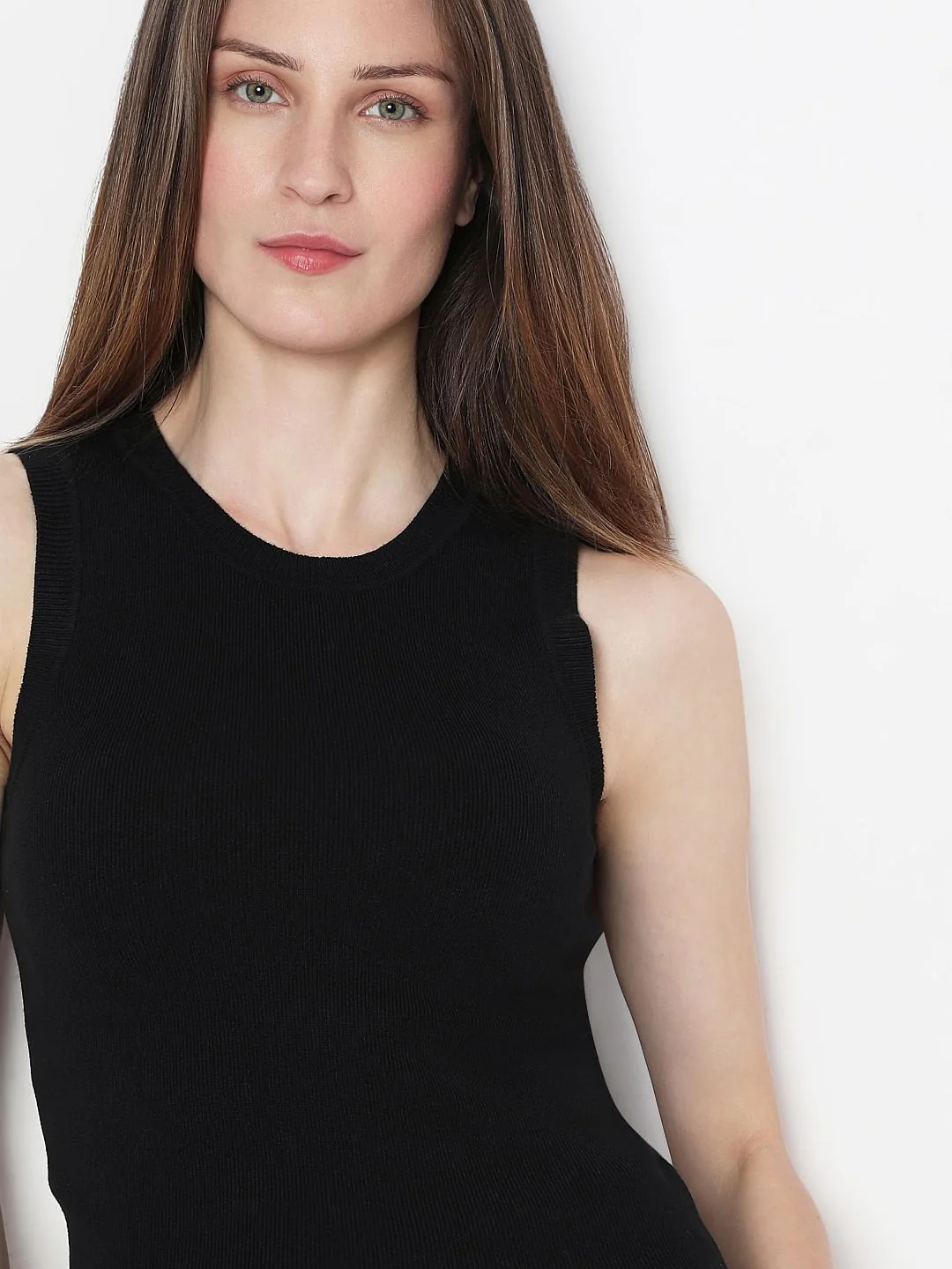 Black Ribbed Sleeveless Top - Image 6