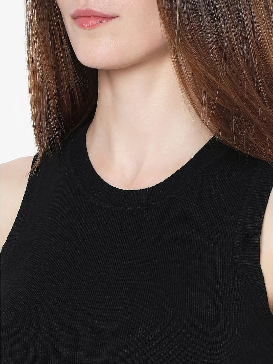 Black Ribbed Sleeveless Top - Image 8