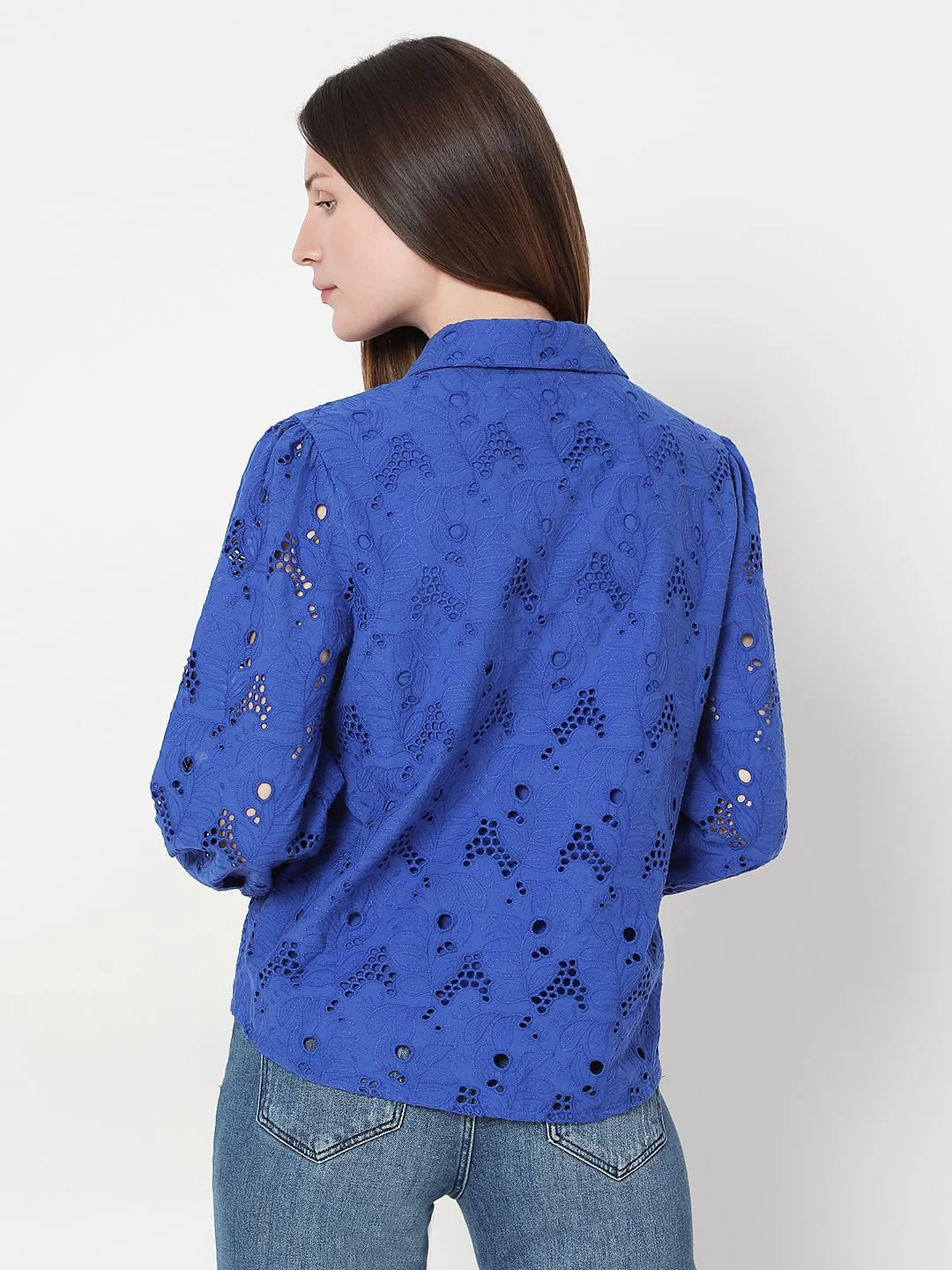 Blue Schiffli Cotton Shirt - Image 4