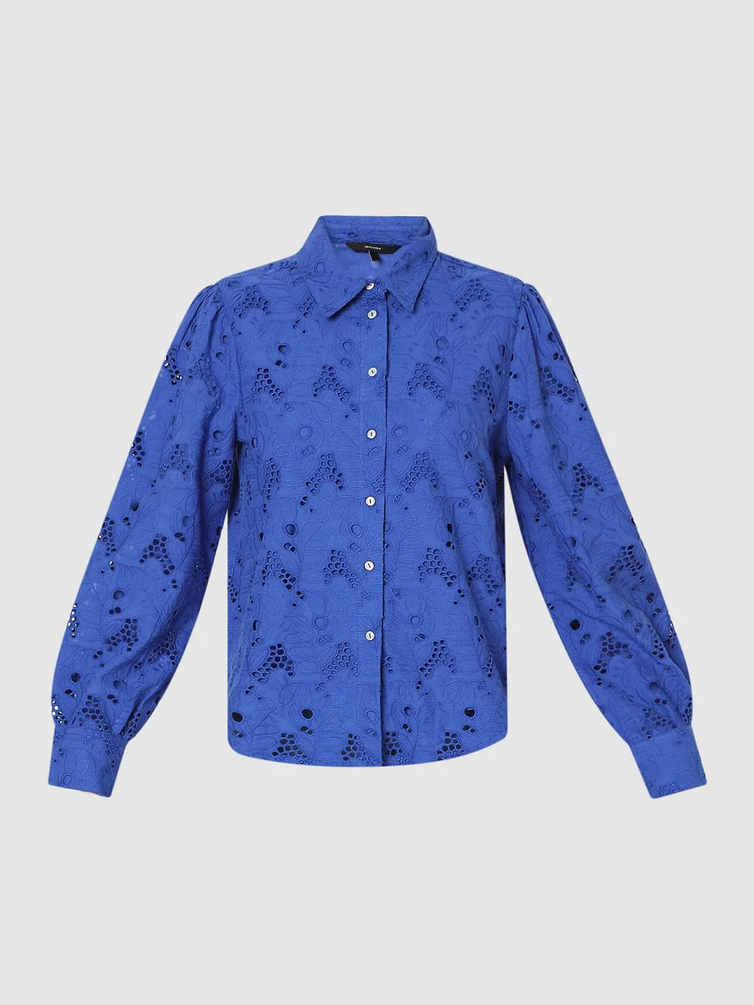 Blue Schiffli Cotton Shirt - Image 7