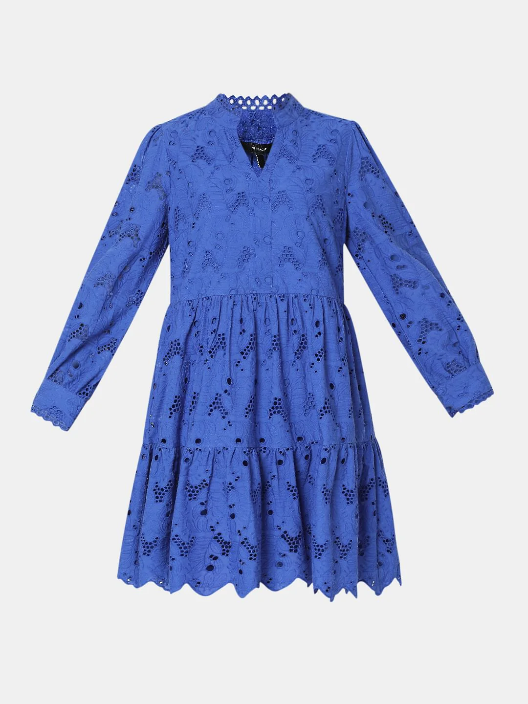 Blue Schiffli Cotton Dress - Image 7