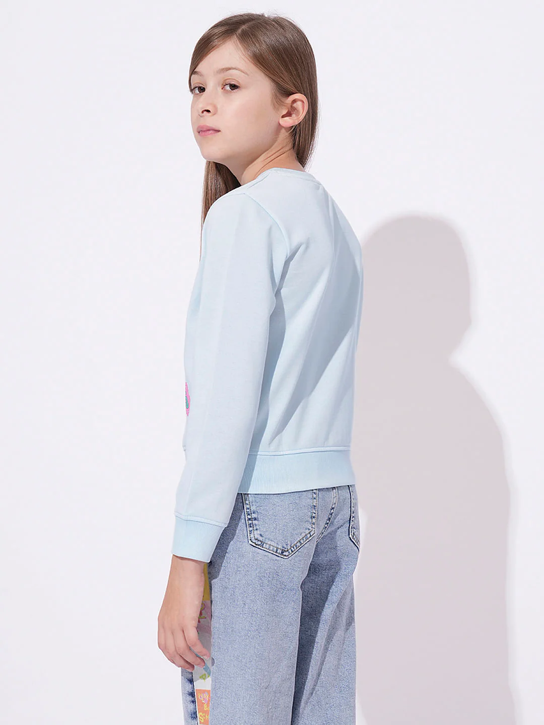 Girls Blue Printed Sweatshirt - Image 3