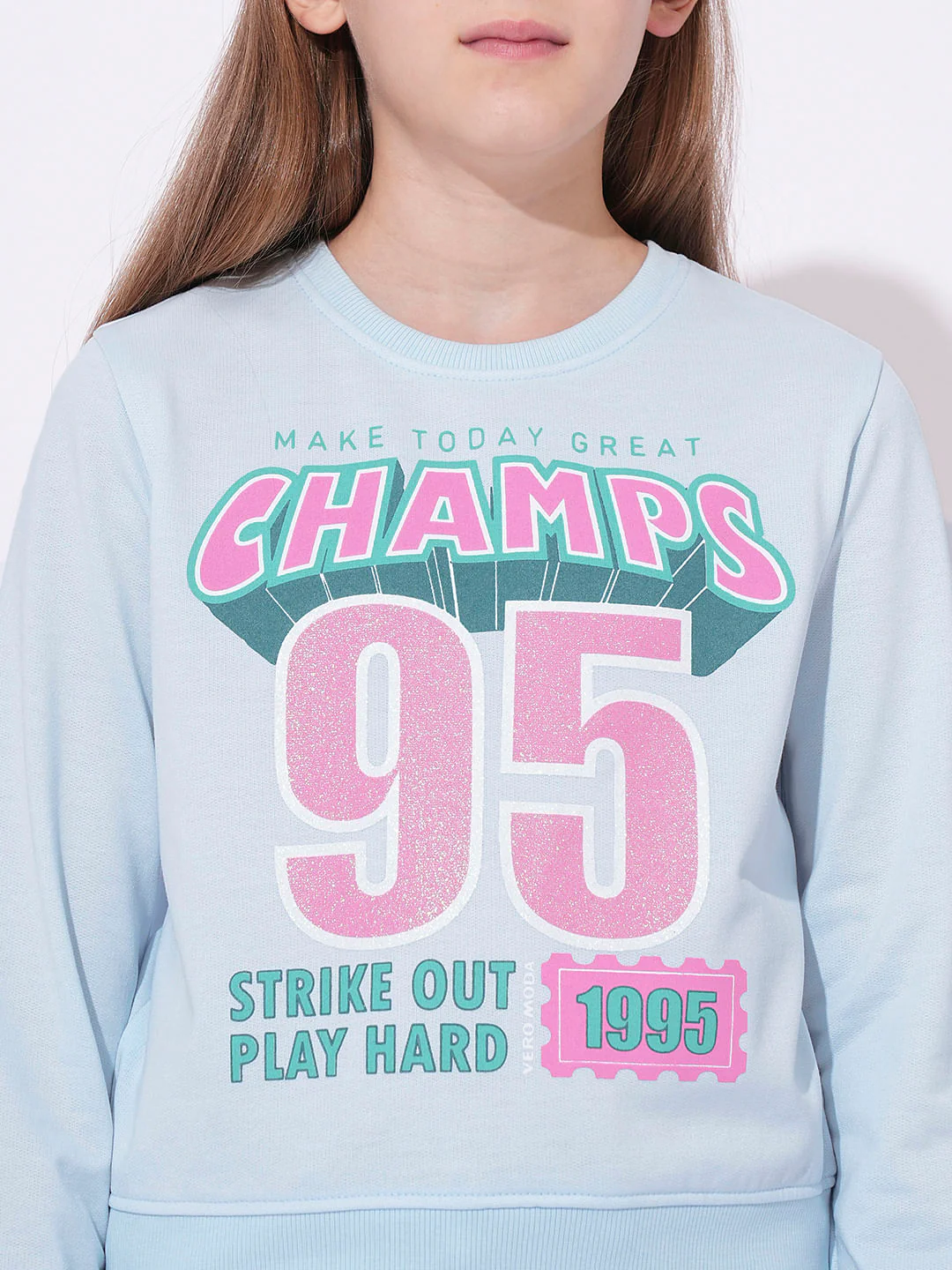 Girls Blue Printed Sweatshirt - Image 4