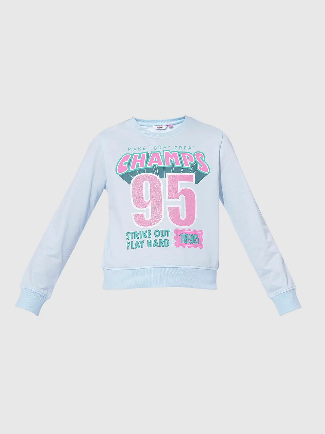 Girls Blue Printed Sweatshirt - Image 6