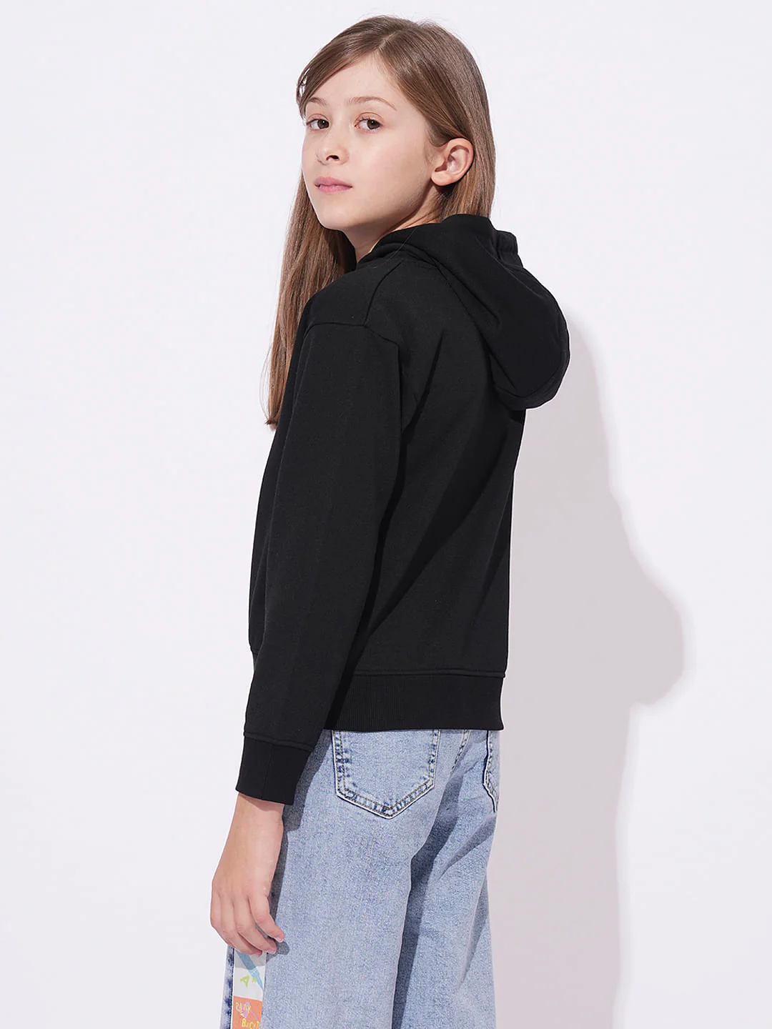 Girls Black Hooded Sweatshirt - Image 3