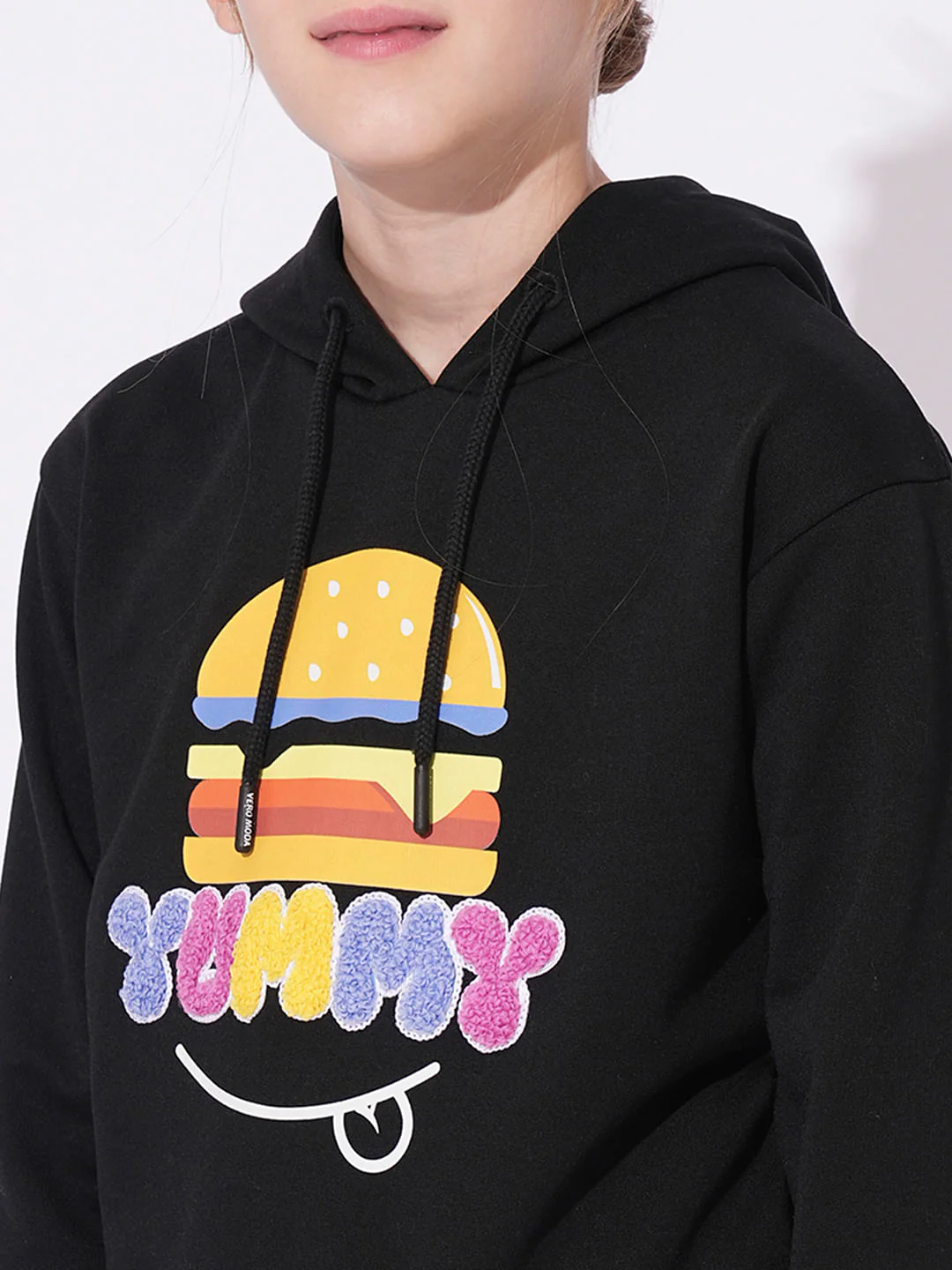 Girls Black Hooded Sweatshirt - Image 4