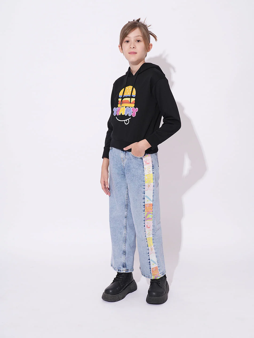 Girls Black Hooded Sweatshirt - Image 5