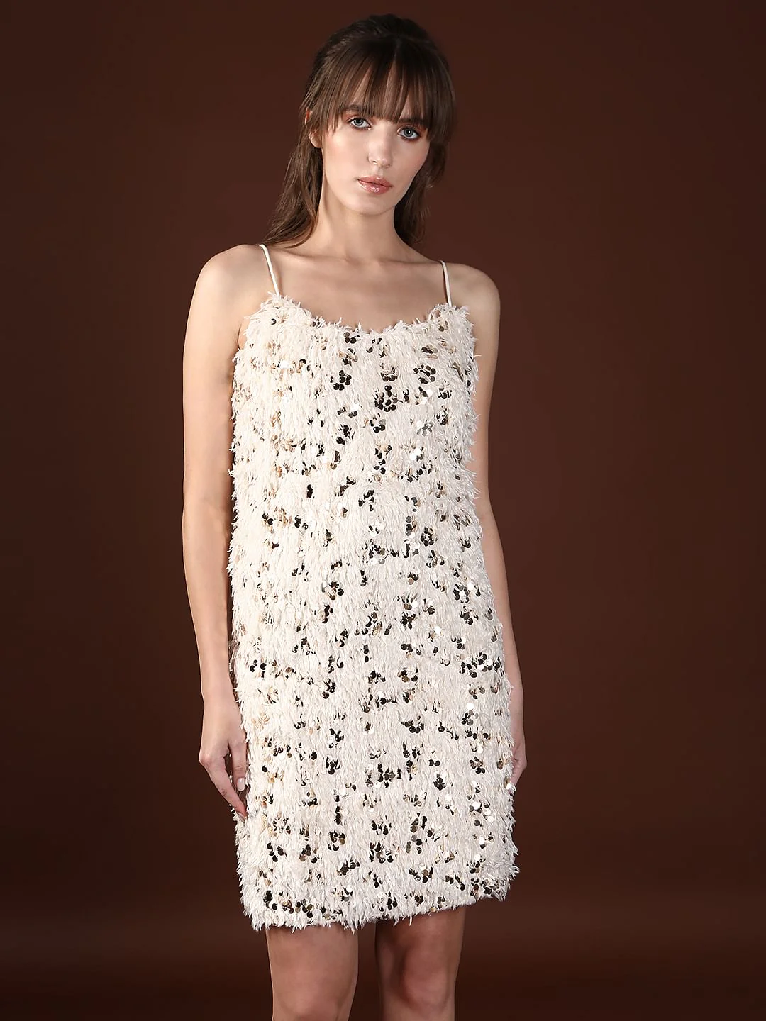 Ivory Sequined Short Dress - Image 2
