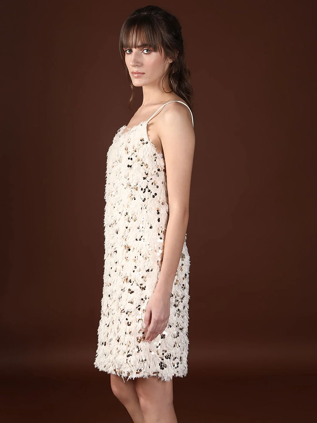Ivory Sequined Short Dress - Image 3