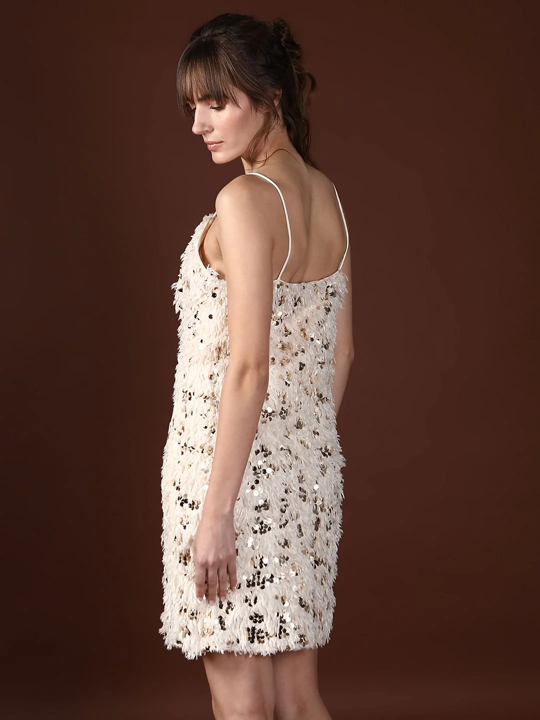 Ivory Sequined Short Dress - Image 4