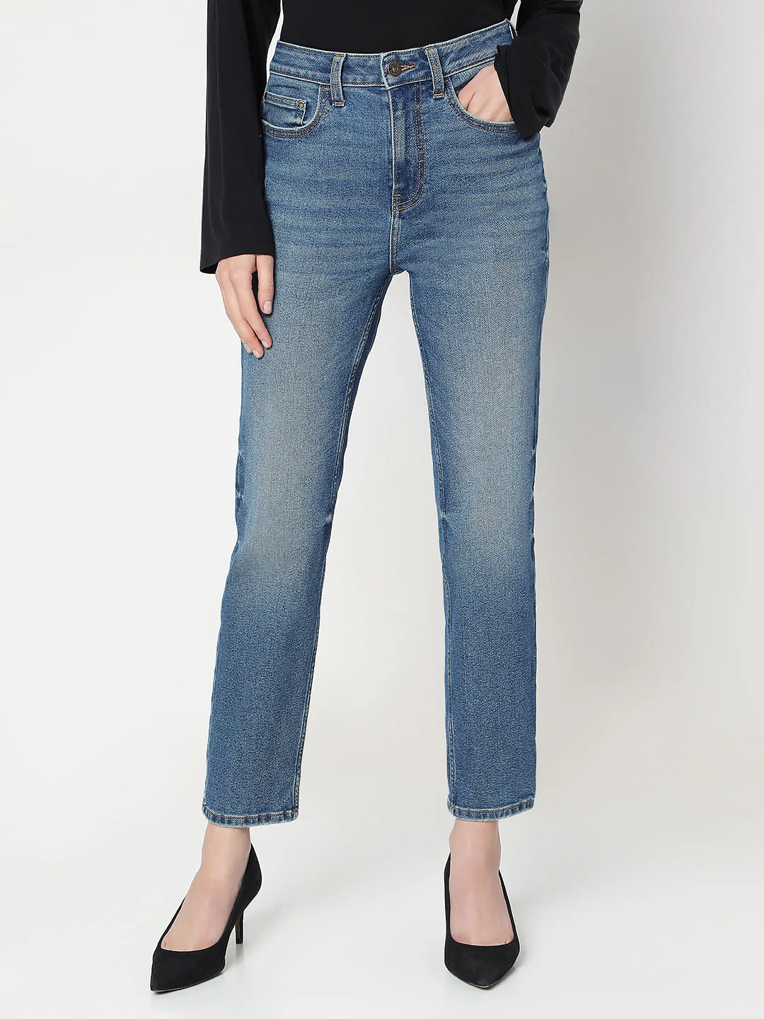 Blue High Rise Skinny Fit Jeans - Image 2