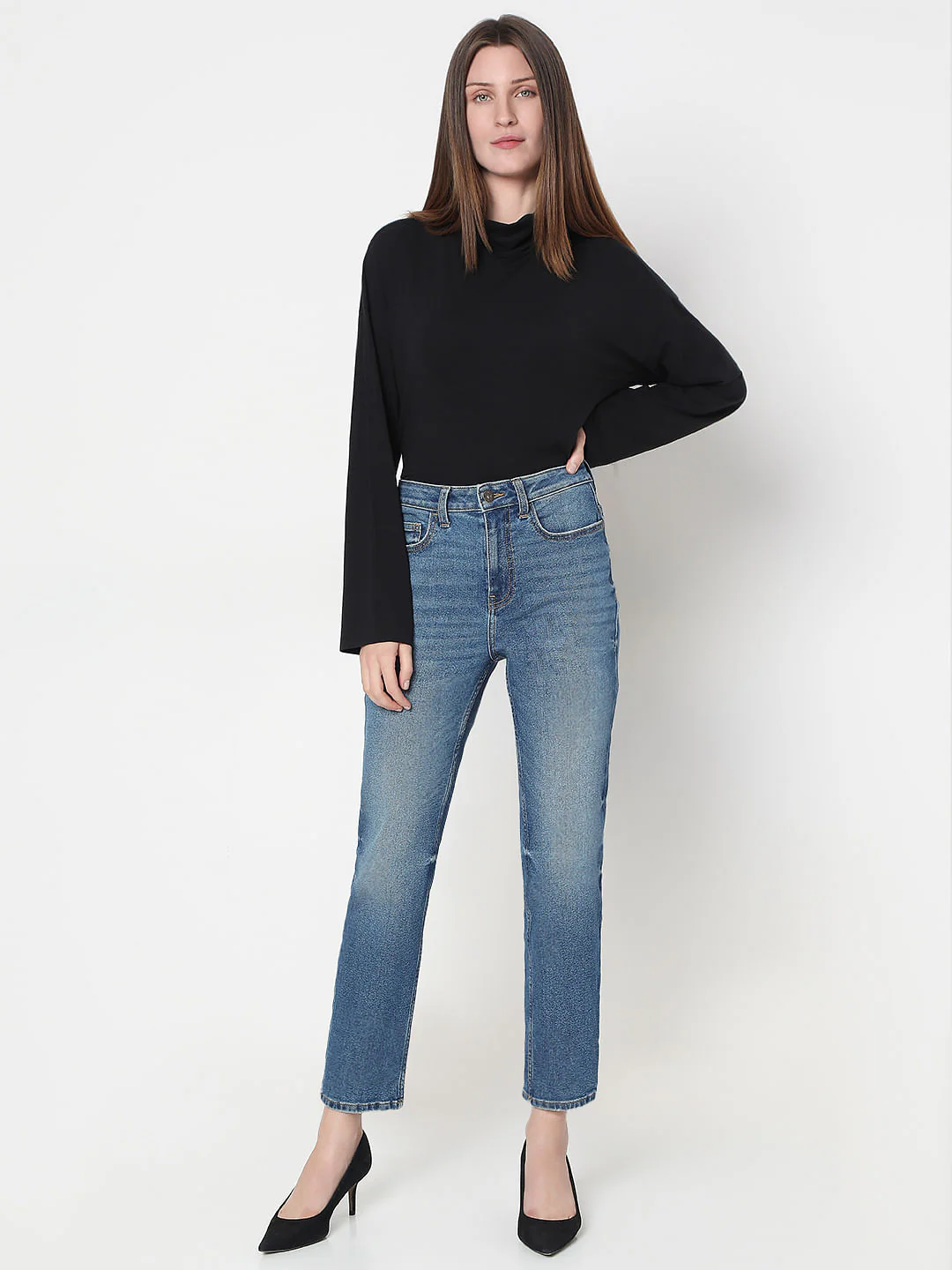Blue High Rise Skinny Fit Jeans - Image 5
