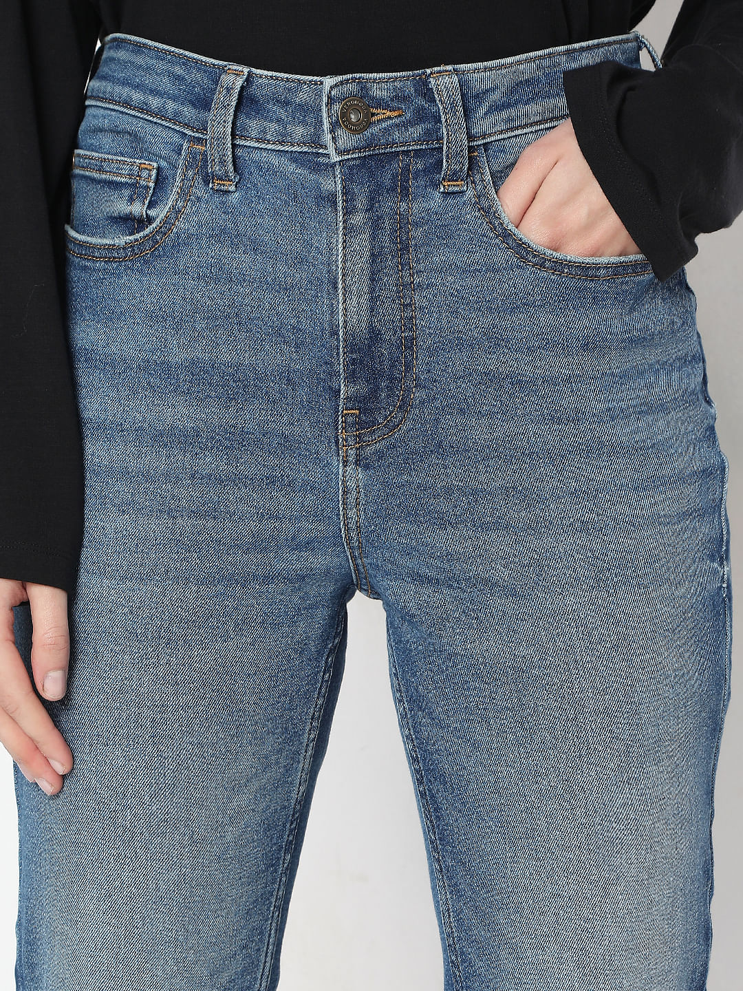 Blue High Rise Skinny Fit Jeans - Image 6