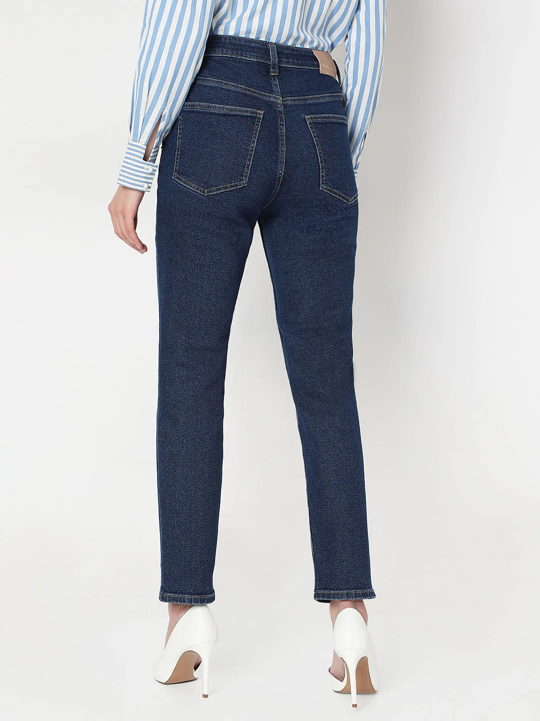 Dark Blue High Rise Skinny Fit Jeans - Image 4