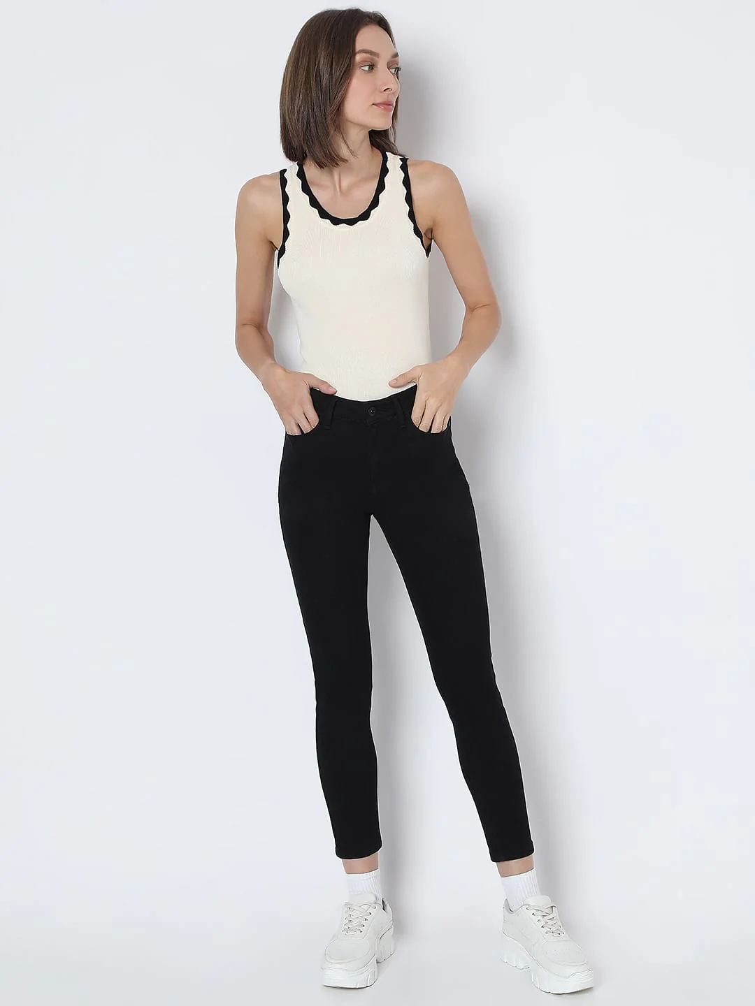 Black High Rise Skinny Fit Jeans - Image 5
