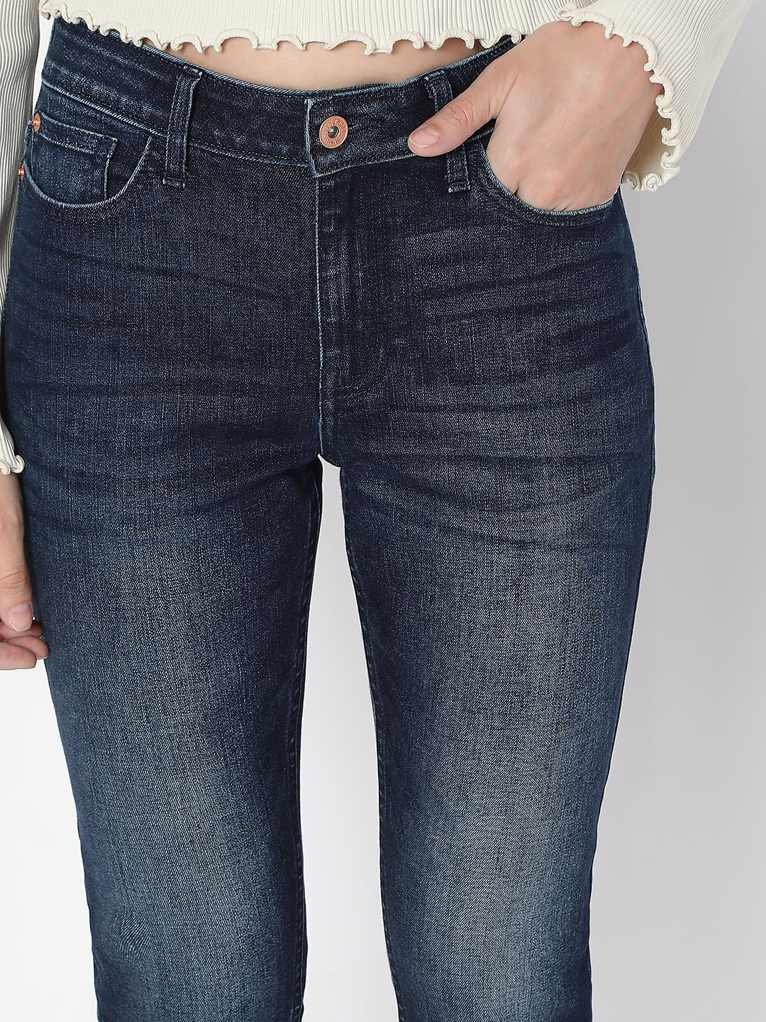Dark Blue High Rise Skinny Fit Jeans - Image 6