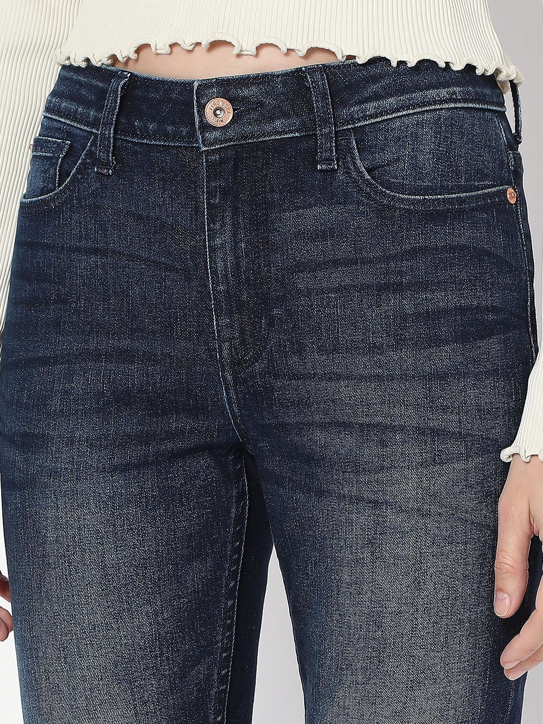 Dark Blue High Rise Skinny Fit Jeans - Image 8