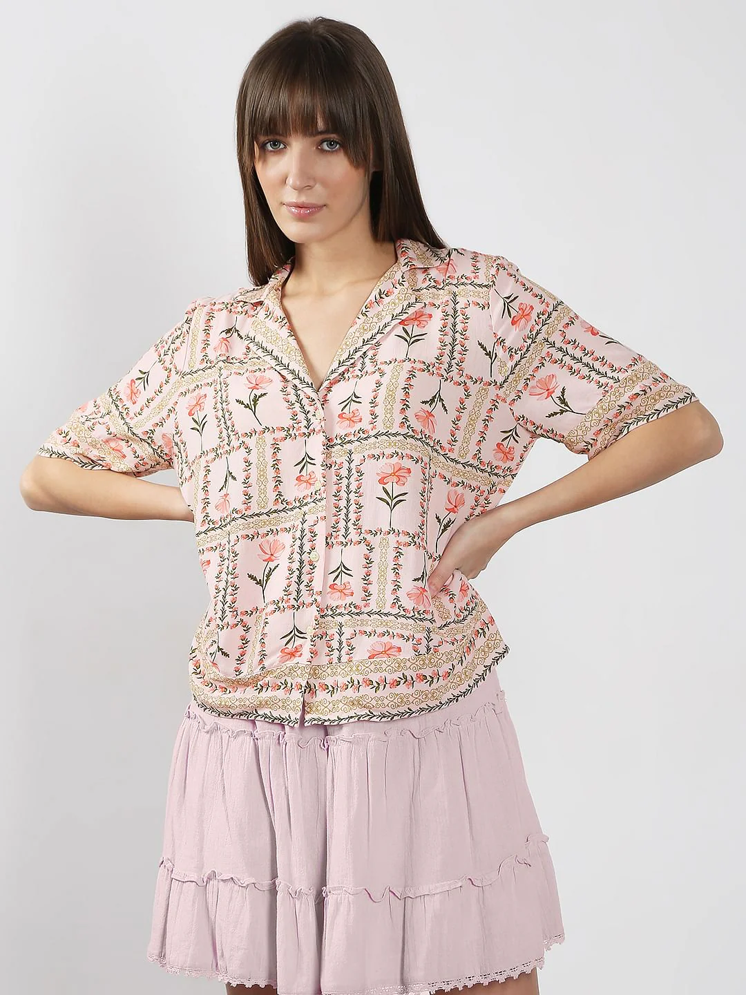 Peach Printed Viscose Shirt - Image 2