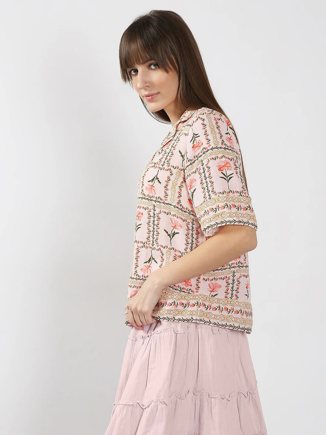 Peach Printed Viscose Shirt - Image 3