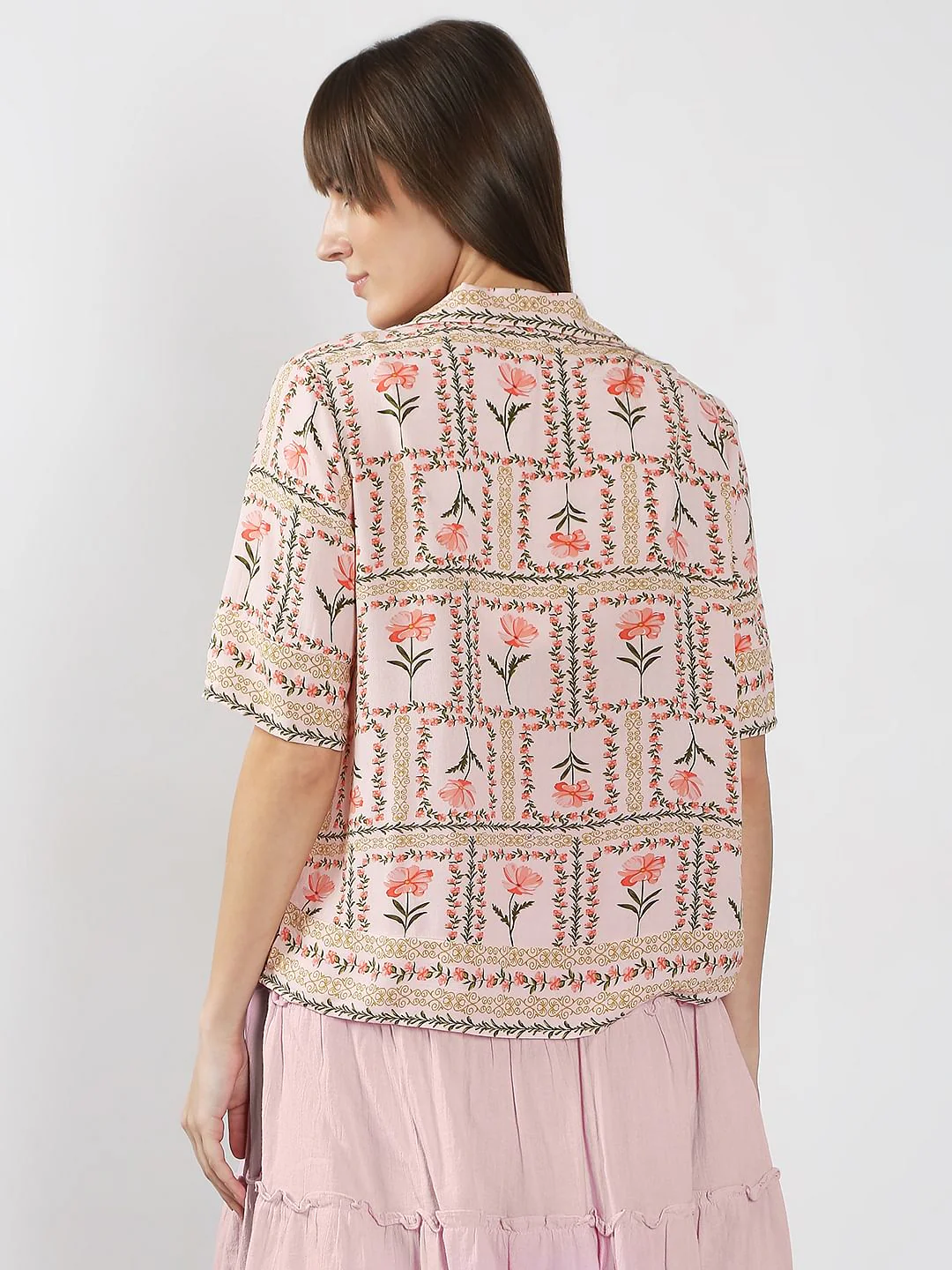 Peach Printed Viscose Shirt - Image 4