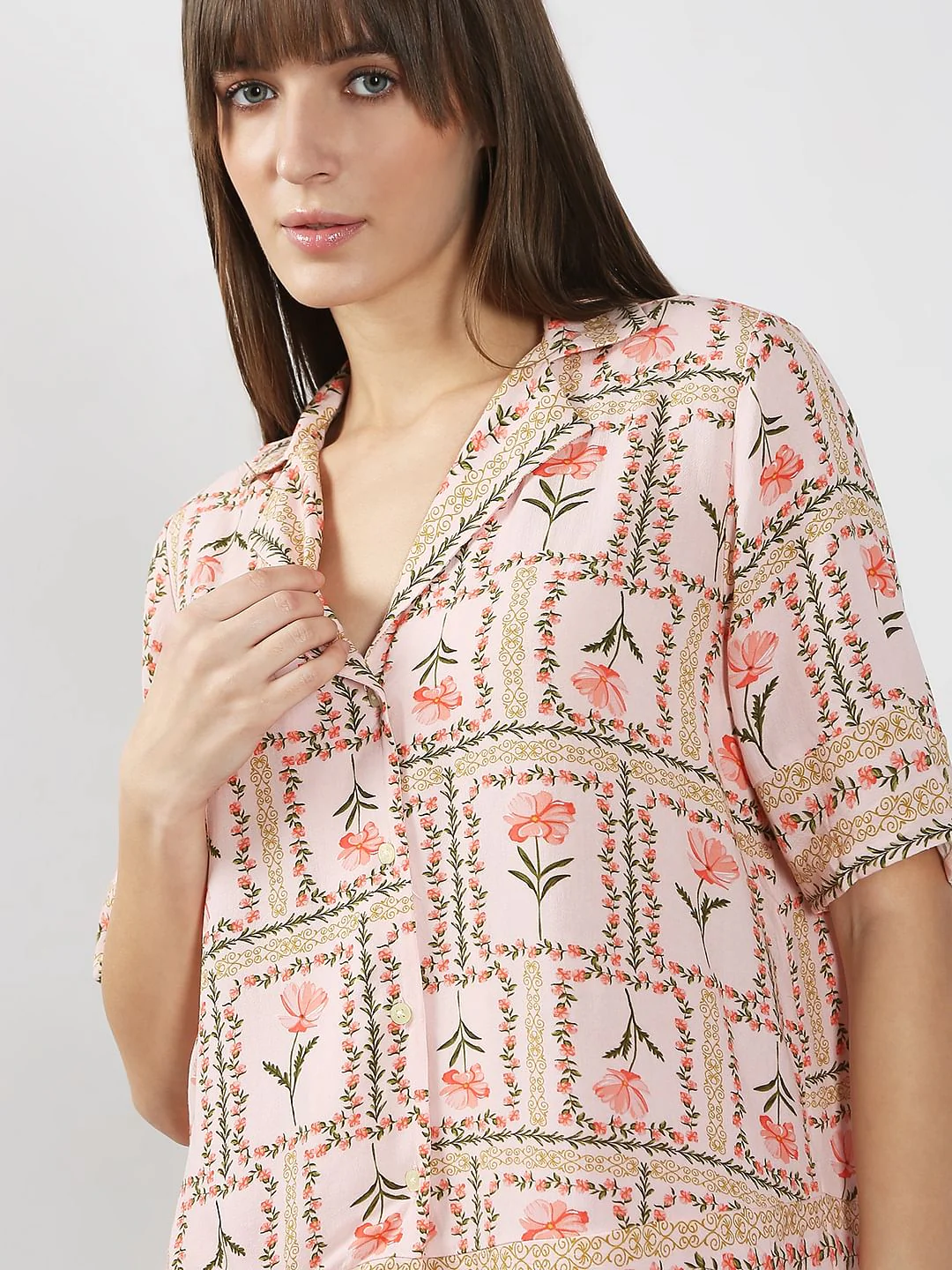 Peach Printed Viscose Shirt - Image 6