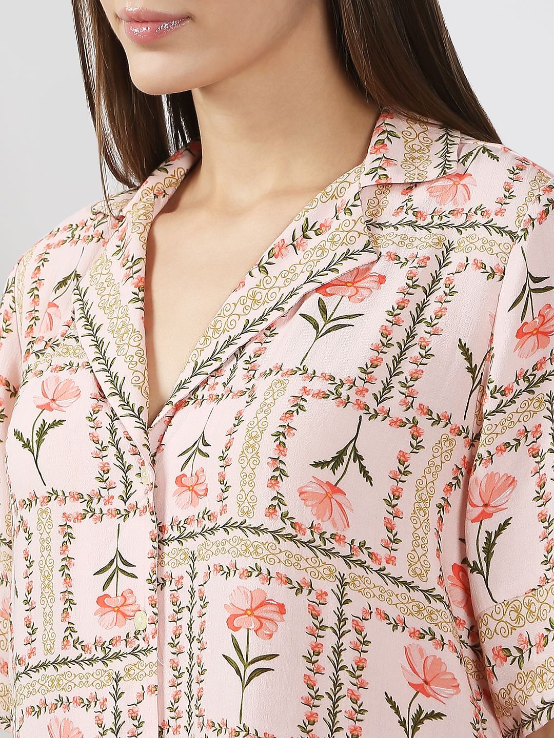 Peach Printed Viscose Shirt - Image 8