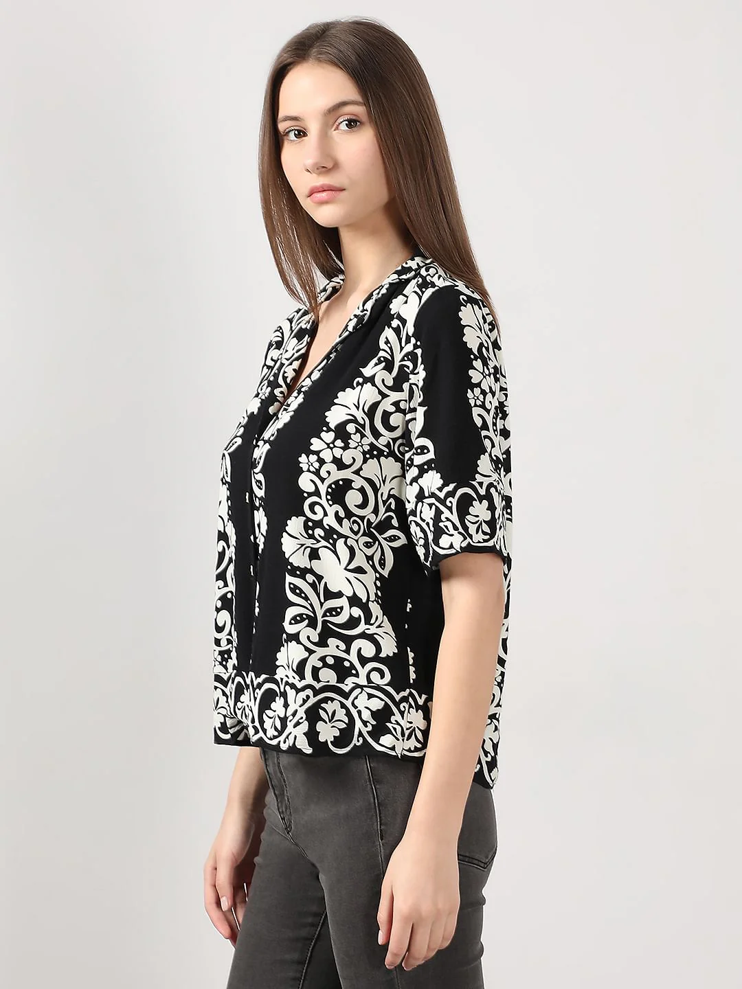 Black Printed Viscose Shirt - Image 3