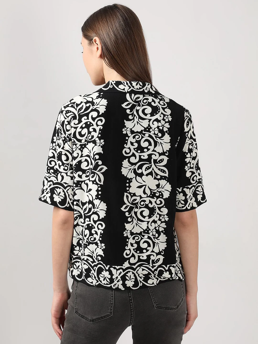 Black Printed Viscose Shirt - Image 4