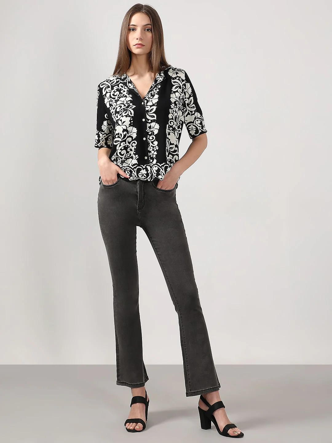 Black Printed Viscose Shirt - Image 5