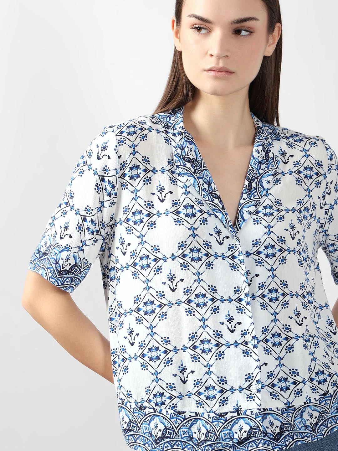 Vero Moda Blue Printed Viscose Shirt - Image 6