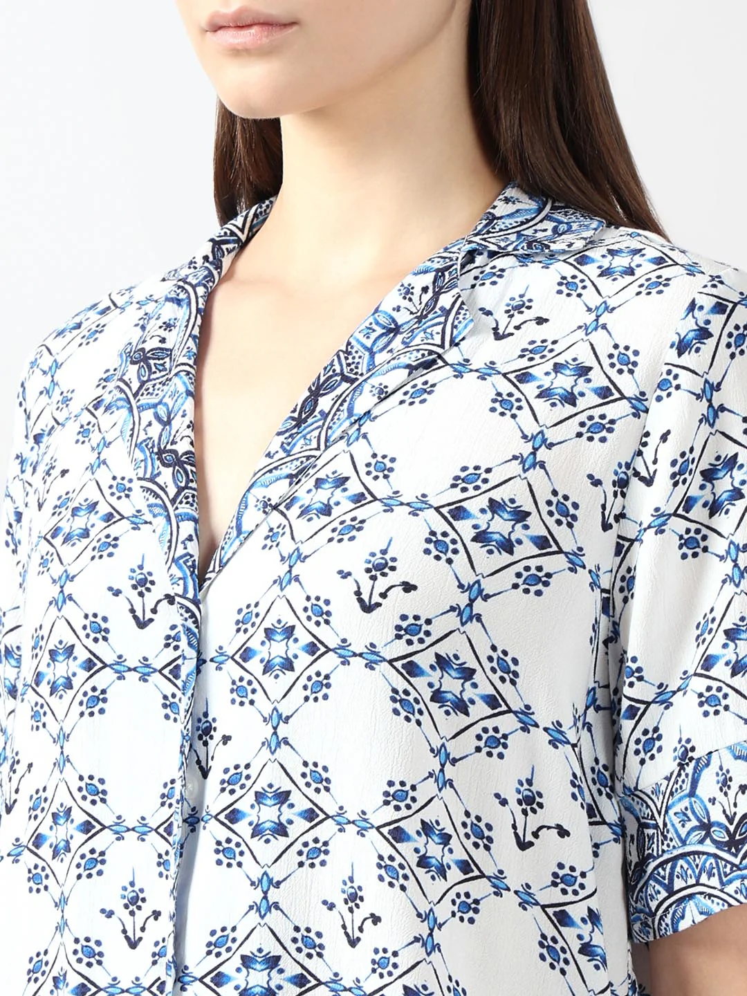 Vero Moda Blue Printed Viscose Shirt - Image 8