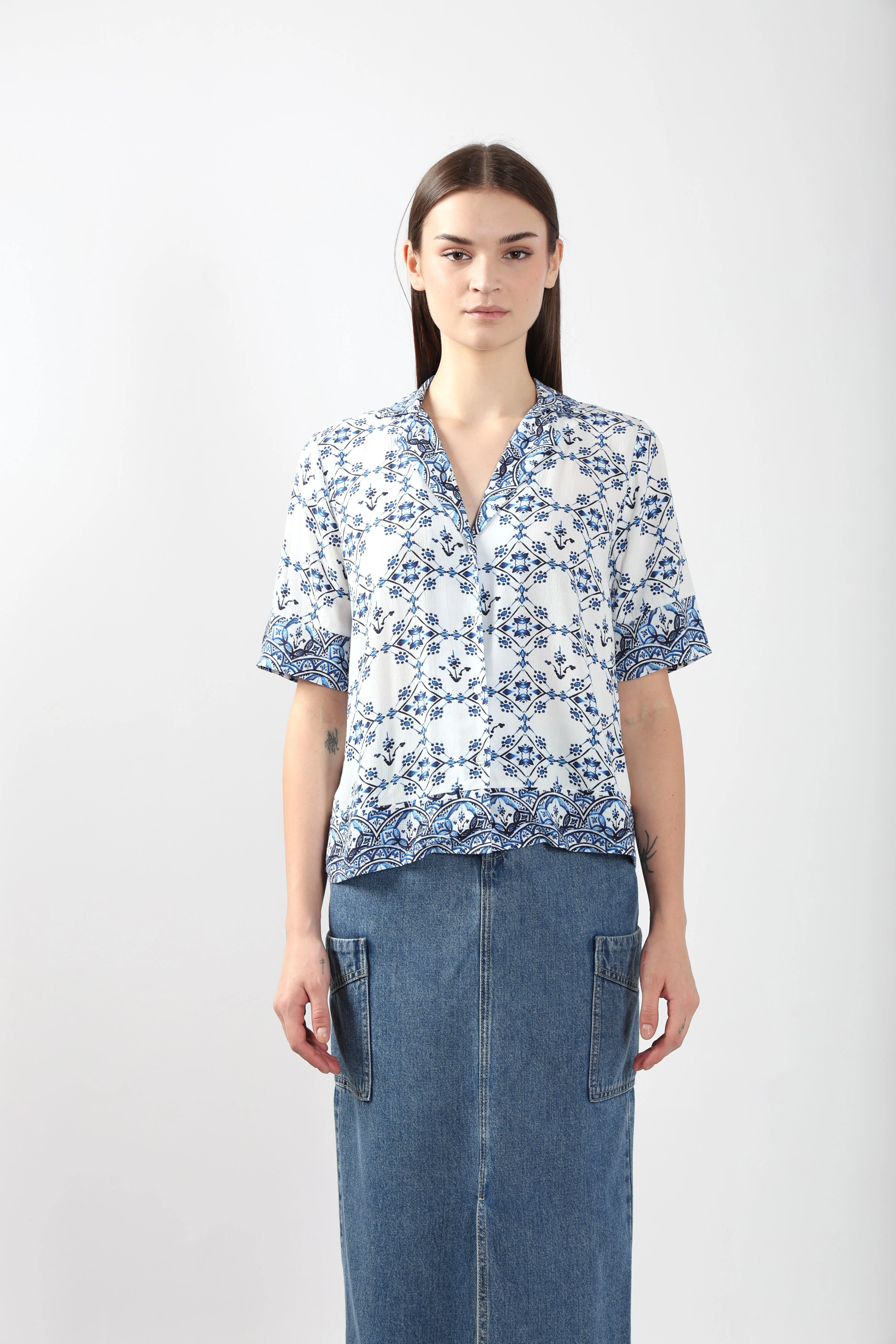 Vero Moda Blue Printed Viscose Shirt - Image 9