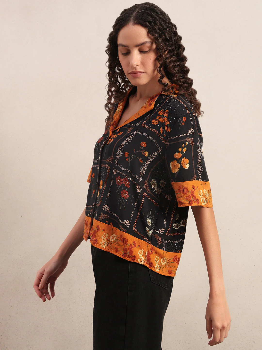 Floral Viscose Short Sleeves Shirt - Image 3